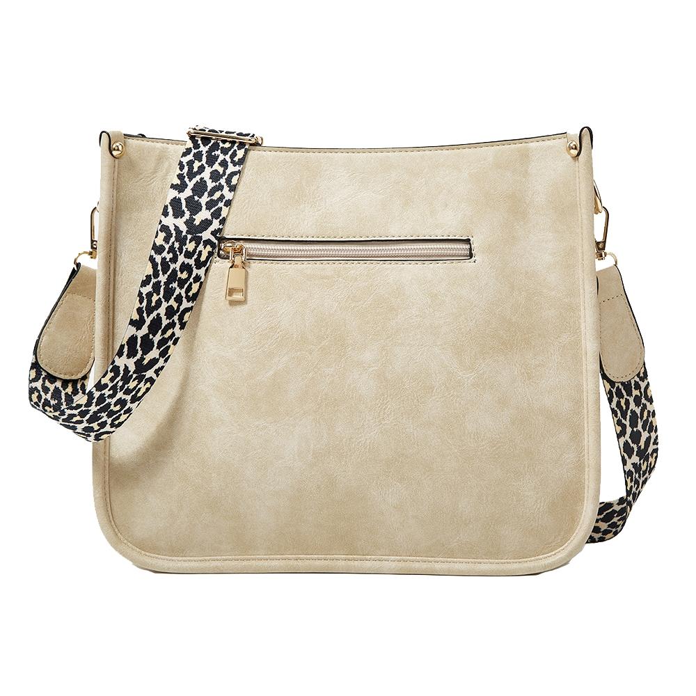Leopard Print Waterproof Crossbody Tote Bag - Grey