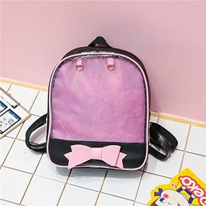 Mini Clear Kids Backpack with Bow - Perfect for School - Black Pink