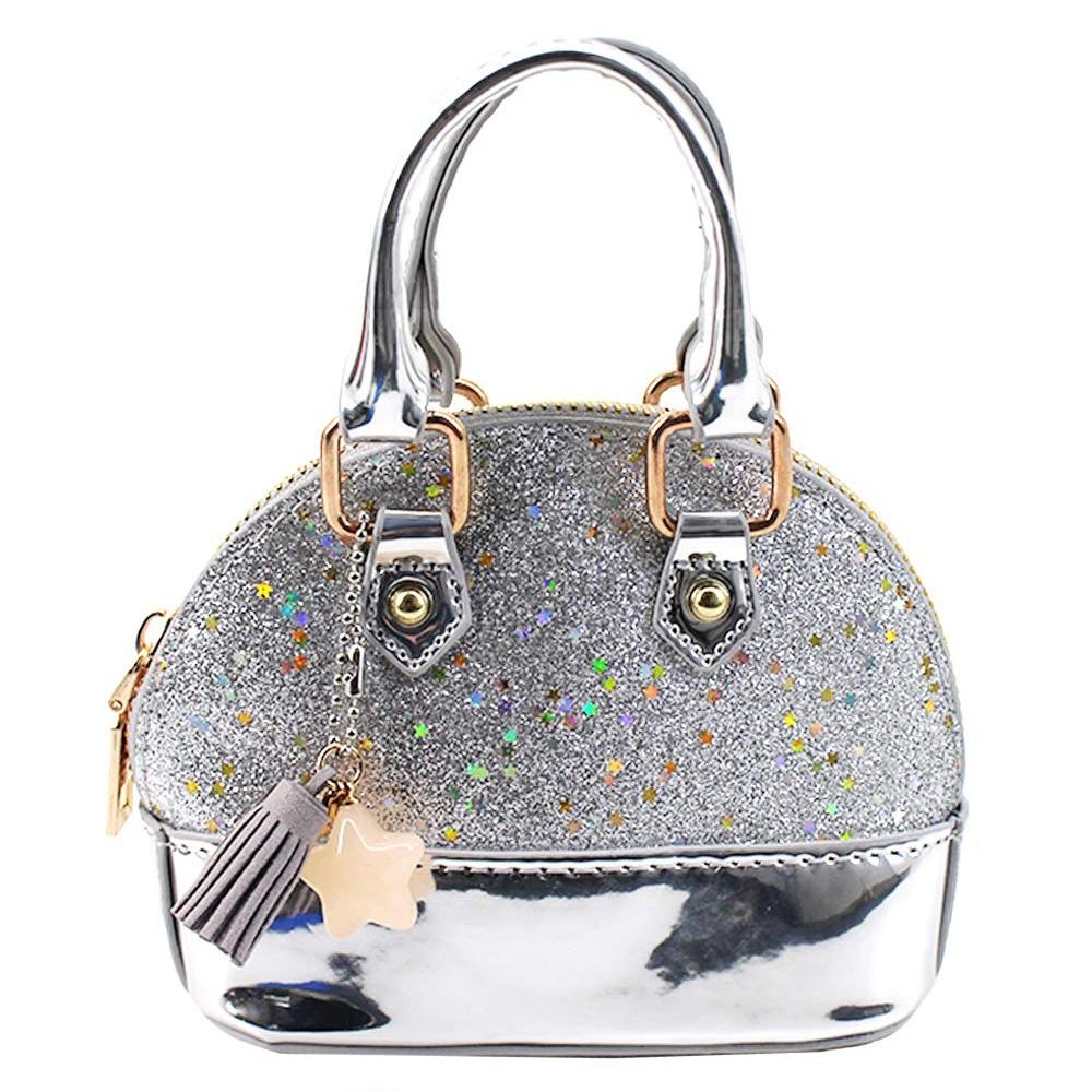 Mini Leather Shoulder Bag For Girls Cute & Compact - Silver