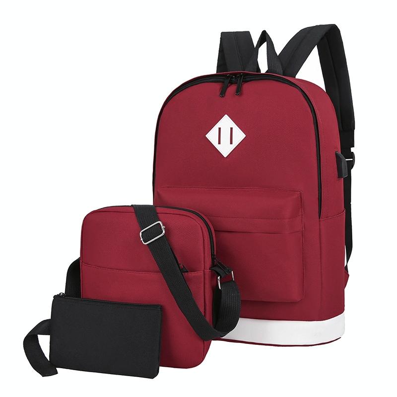 Versatile Student Backpack with Usb Port - College Style - Tree Red