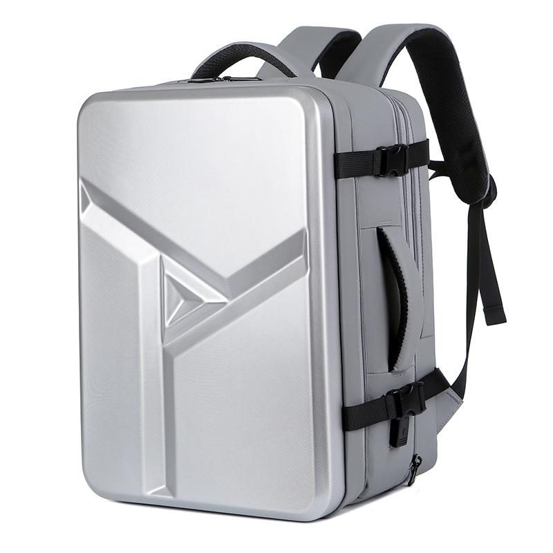 Waterproof Expandable Hard Shell Backpack with Usb Charging - Large Capacity Black - 162 Deep Gray