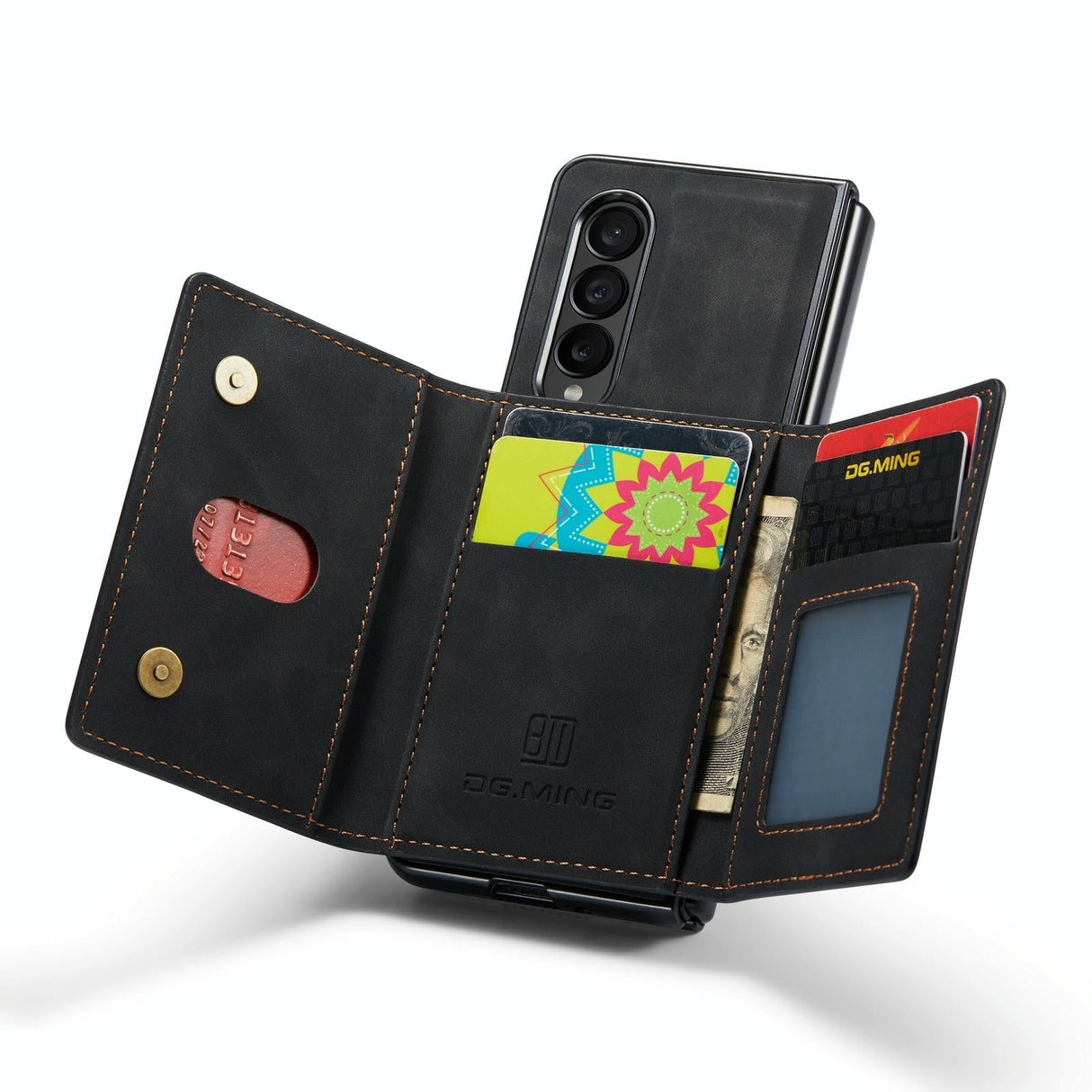 For Samsung Galaxy Z Fold4 5G Multi-Card Phone Case - Fits Dg.Ming M2 Series - Black