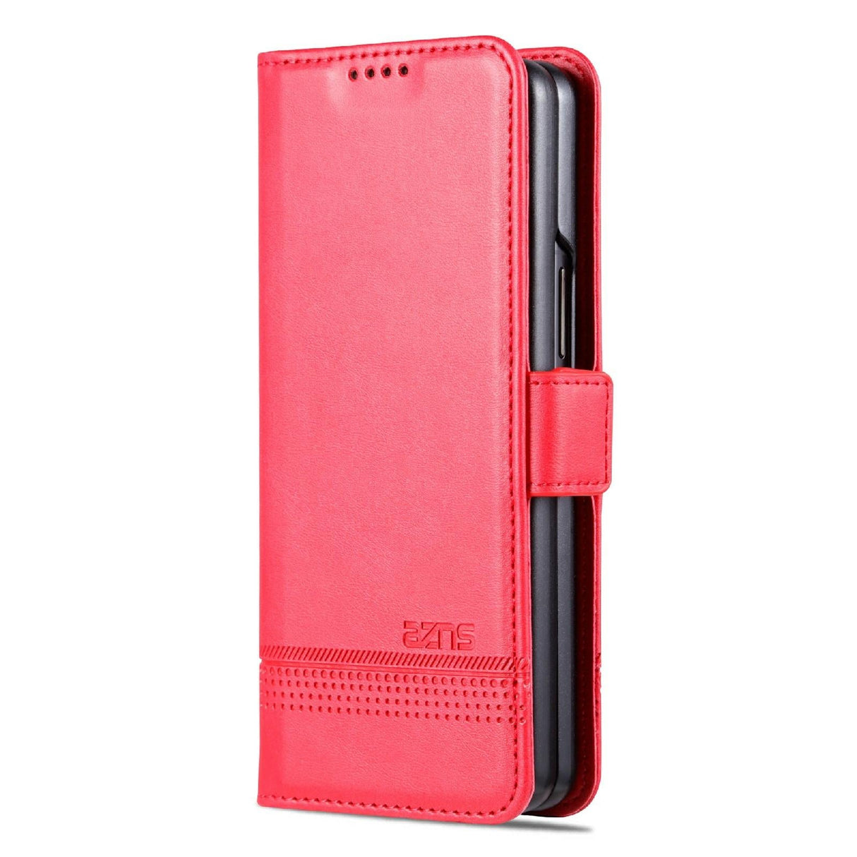 For Samsung Galaxy Z Fold4 5G Leather Magnetic Phone Case - Calf Texture - Dark Blue