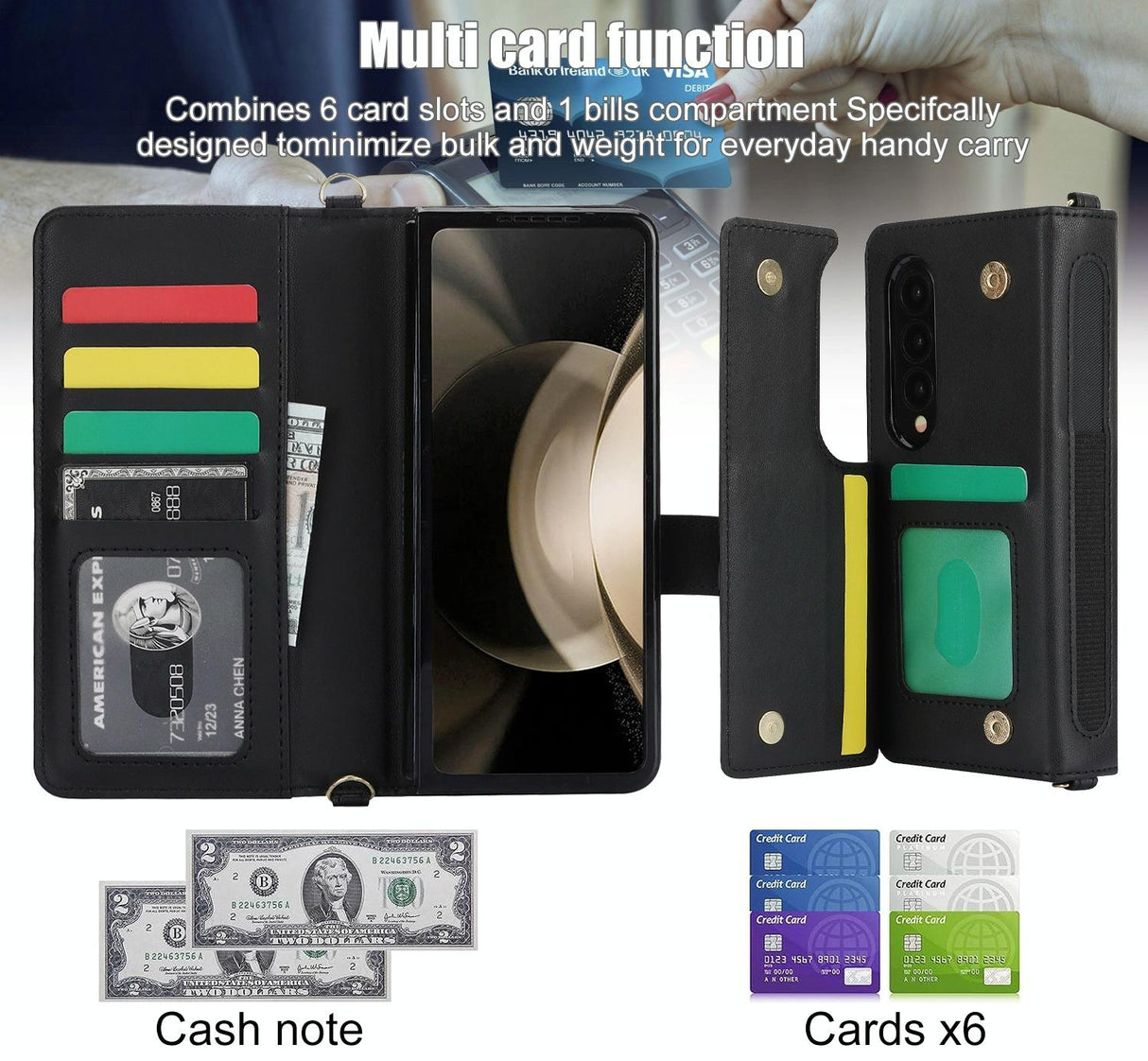 For Samsung Galaxy z Fold4 5G Multifunctional Rhombic Leather Crossbody Phone Case - Purple