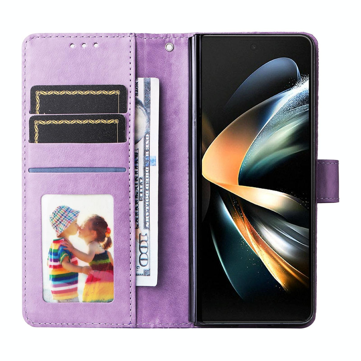 For Samsung Galaxy Z Fold4 5G Sunflower Embossed Leather Phone Case - Rose Gold
