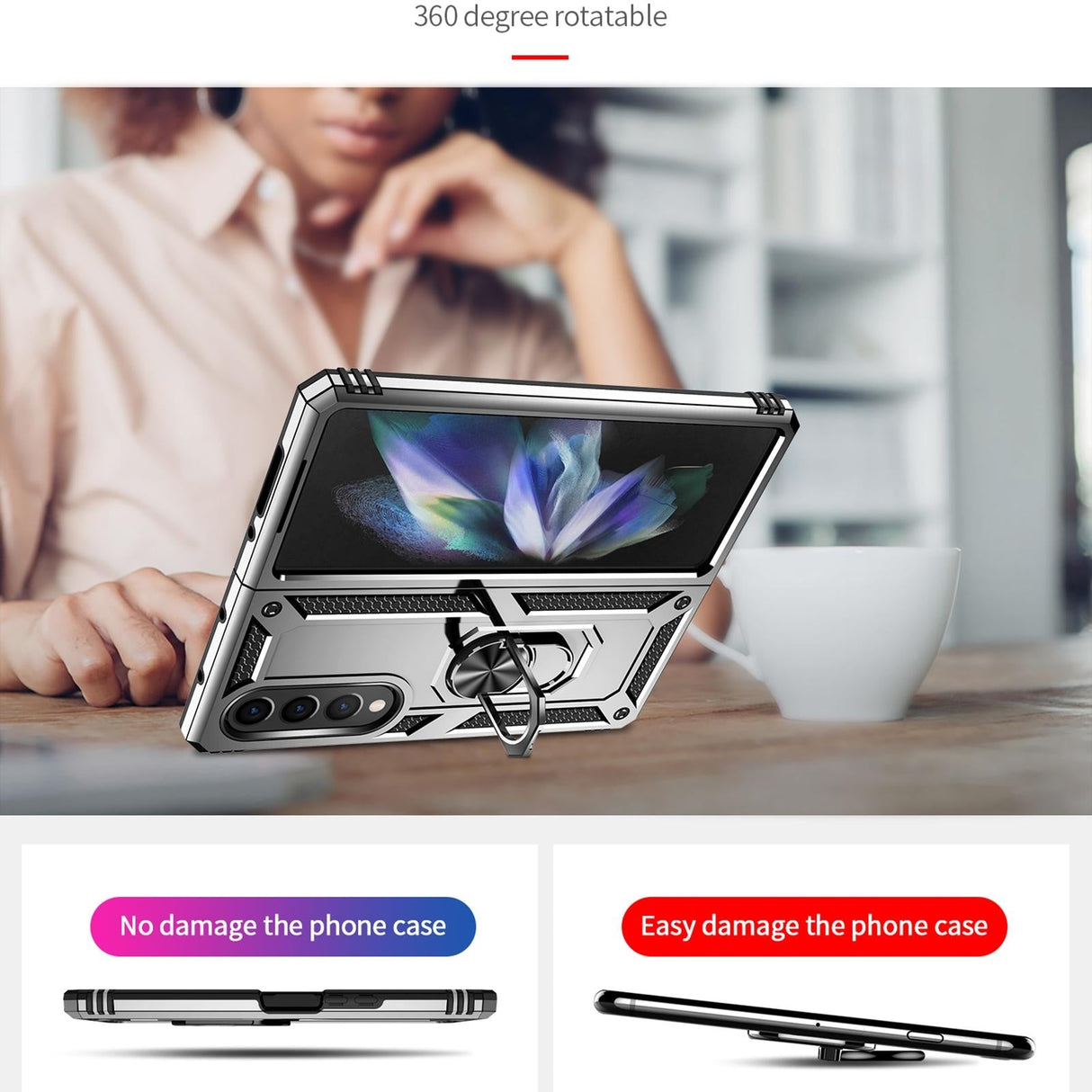 For Samsung Galaxy z Fold4 5G Tpu & Pc Shockproof Phone Case - Gold