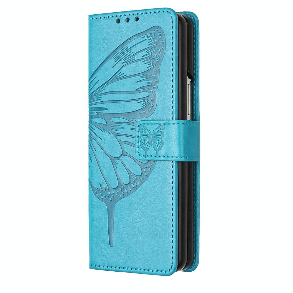 For Samsung Galaxy z Fold4 5G Butterfly Embossed Leather Phone Case - Rose Gold
