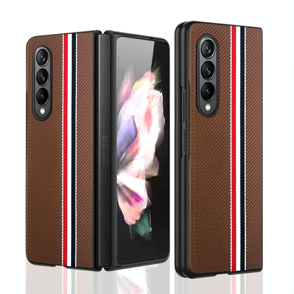 For Samsung Galaxy Z Fold4 5G Shockproof Twill Phone Case - Pc Tpu - Brown