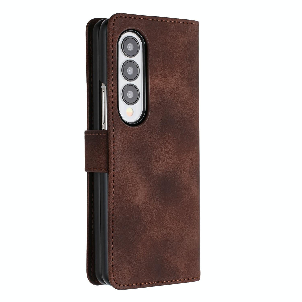 For Samsung Galaxy Z Fold4 5G Leather Phone Case With Heart Pattern - Light Blue