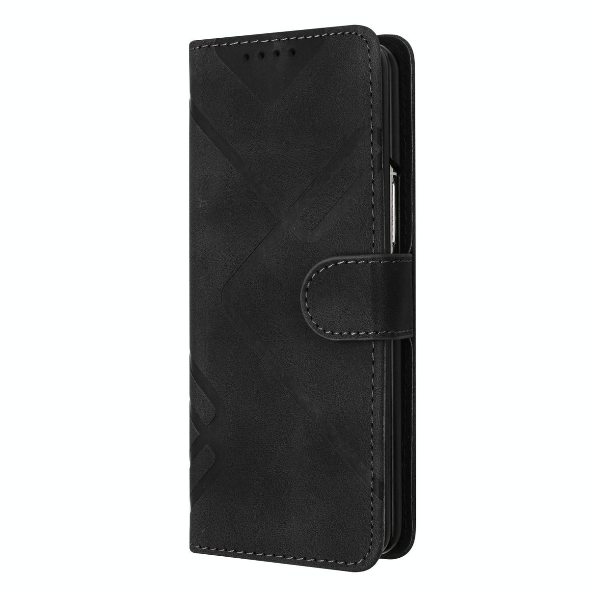 For Samsung Galaxy Z Fold4 5G Smooth Leather Phone Case - Line Pattern - Black