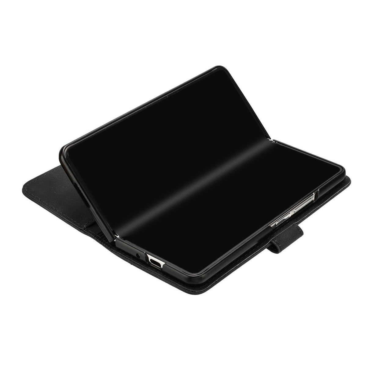 For Samsung Galaxy Z Fold4 5G Smooth Leather Phone Case - Line Pattern - Black