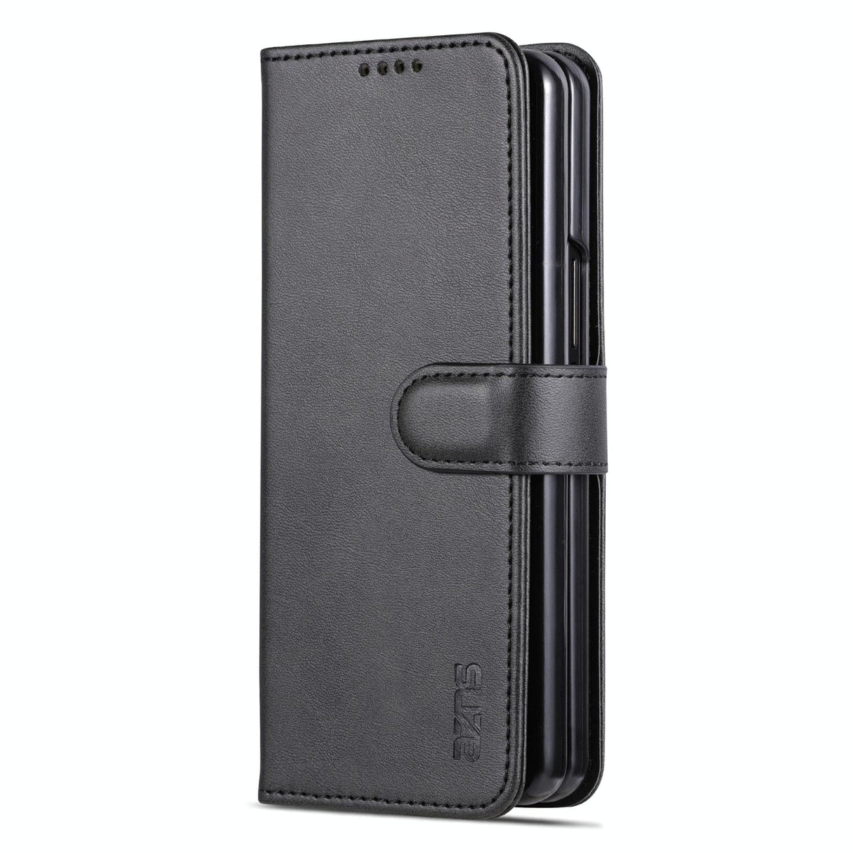 For Samsung Galaxy Z Fold4 5G Leather Phone Case - Smooth Calf Texture - Black