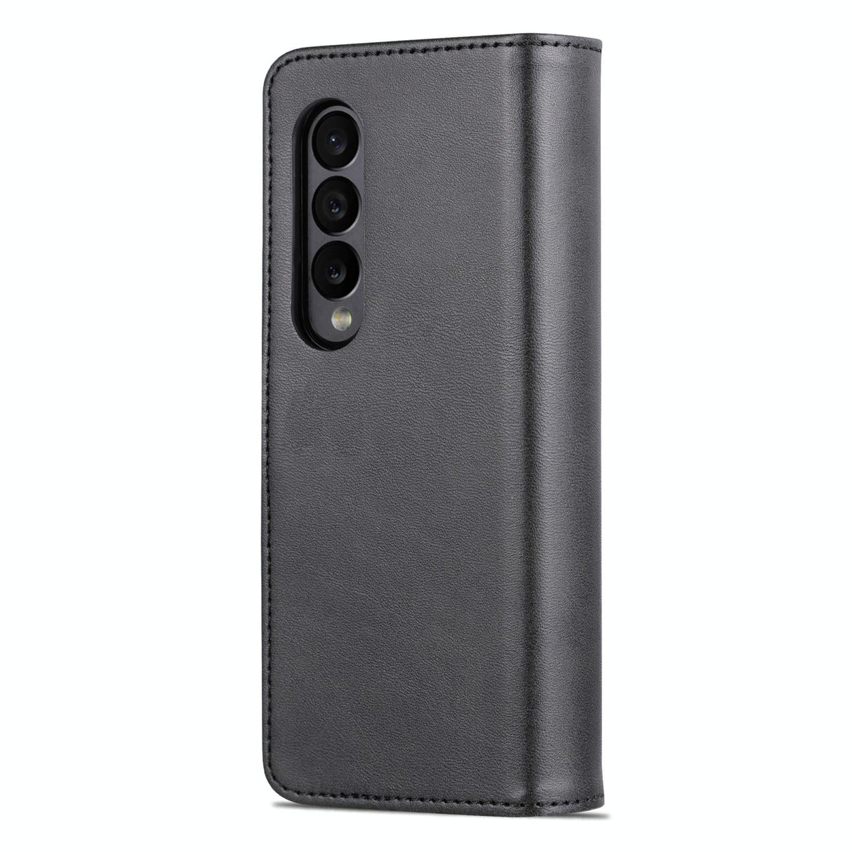 For Samsung Galaxy Z Fold4 5G Leather Phone Case - Smooth Calf Texture - Black
