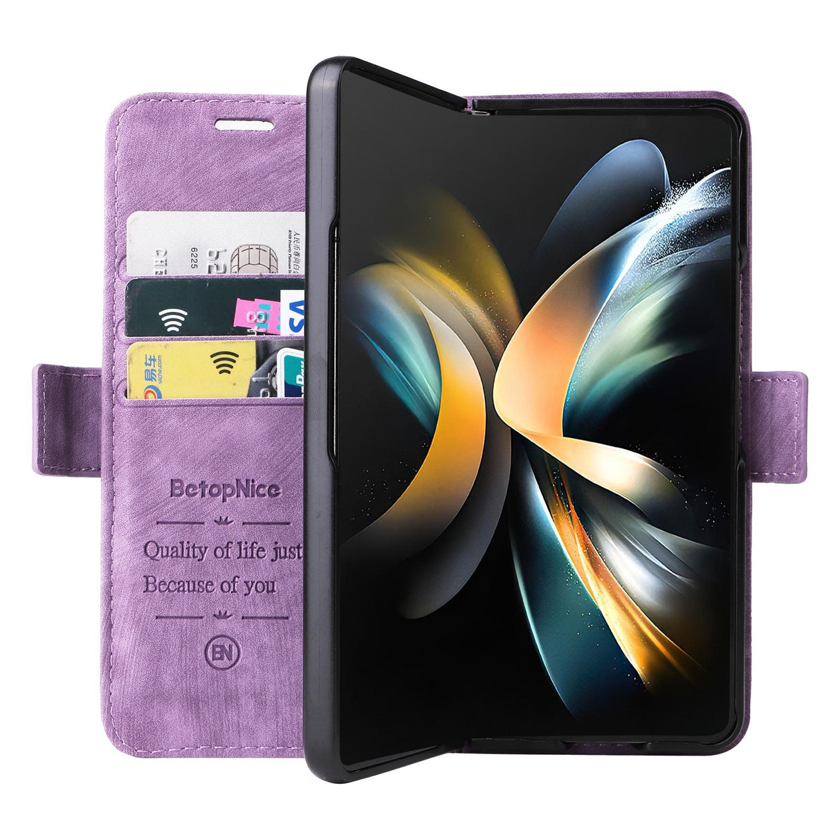 For Samsung Galaxy Z Fold4 5G Leather Dual Buckle Phone Case - Purple