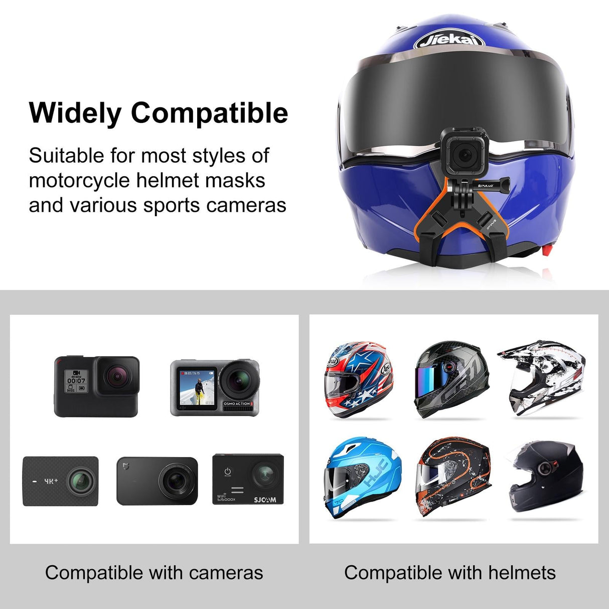 Universal Chin Strap Mount for Action Cameras - Orange