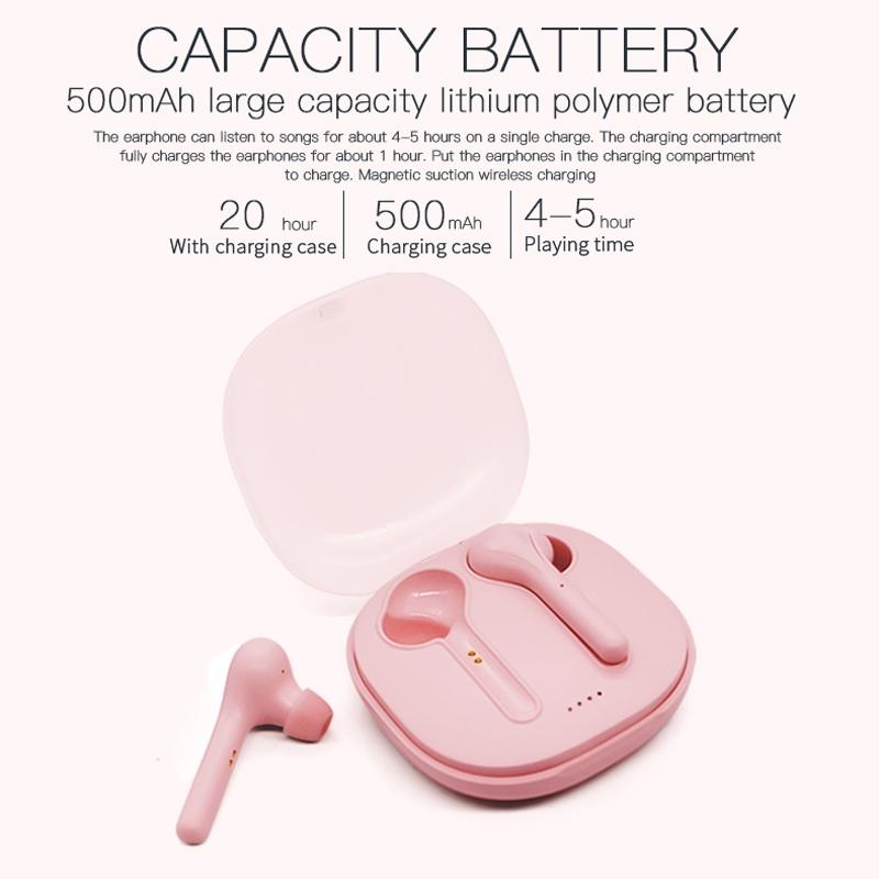Wireless Stereo Sports Bluetooth Earphones with Charging Box - K88 Tws - Pink