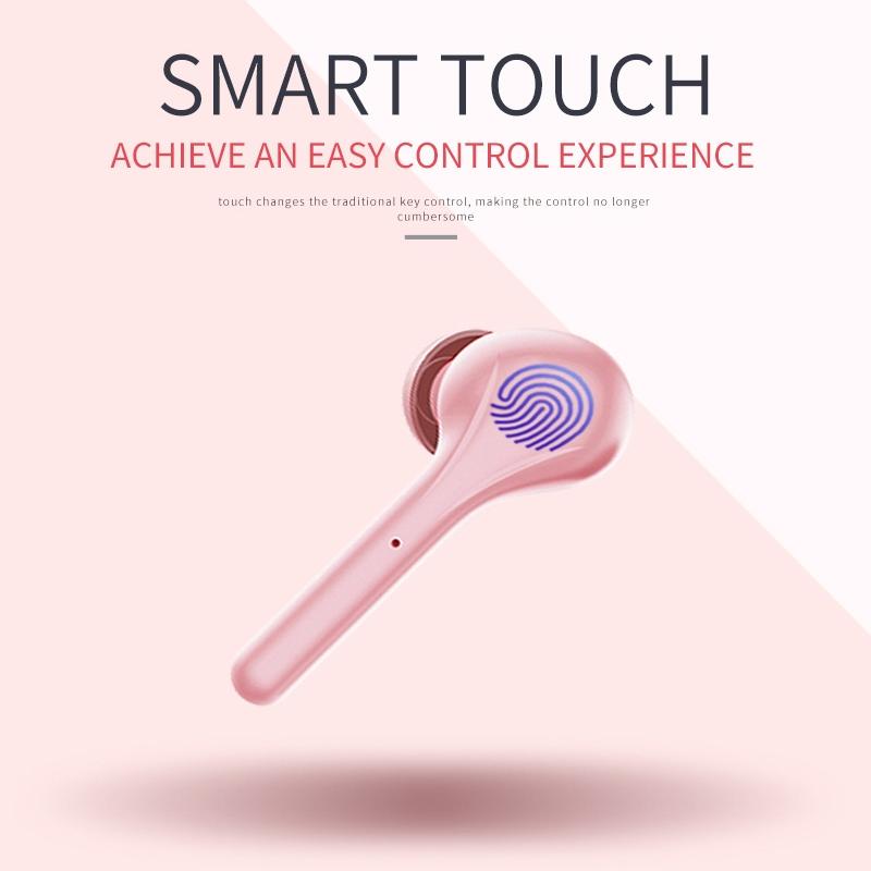 Wireless Stereo Sports Bluetooth Earphones with Charging Box - K88 Tws - Pink