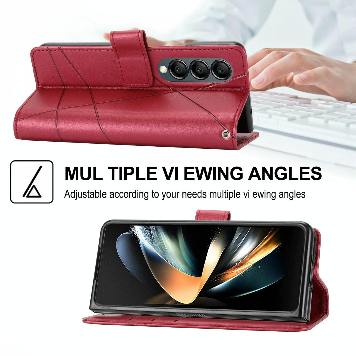 For Samsung Galaxy Z Fold4 5G Embossed Pu Leather Phone Case - Purple