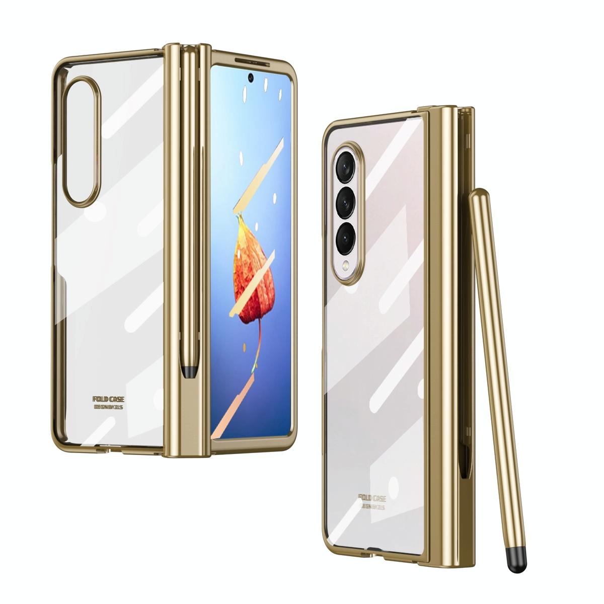 For Samsung Galaxy Z Fold4 5G Full Body Phone Case with Integrated Hinge and Pen Slot - Transparent