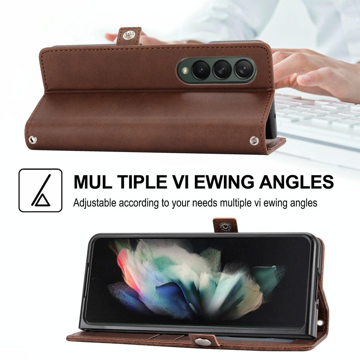 For Samsung Galaxy Z Fold4 5G Textured Leather Phone Case - Cubic Grid Design - Yellow