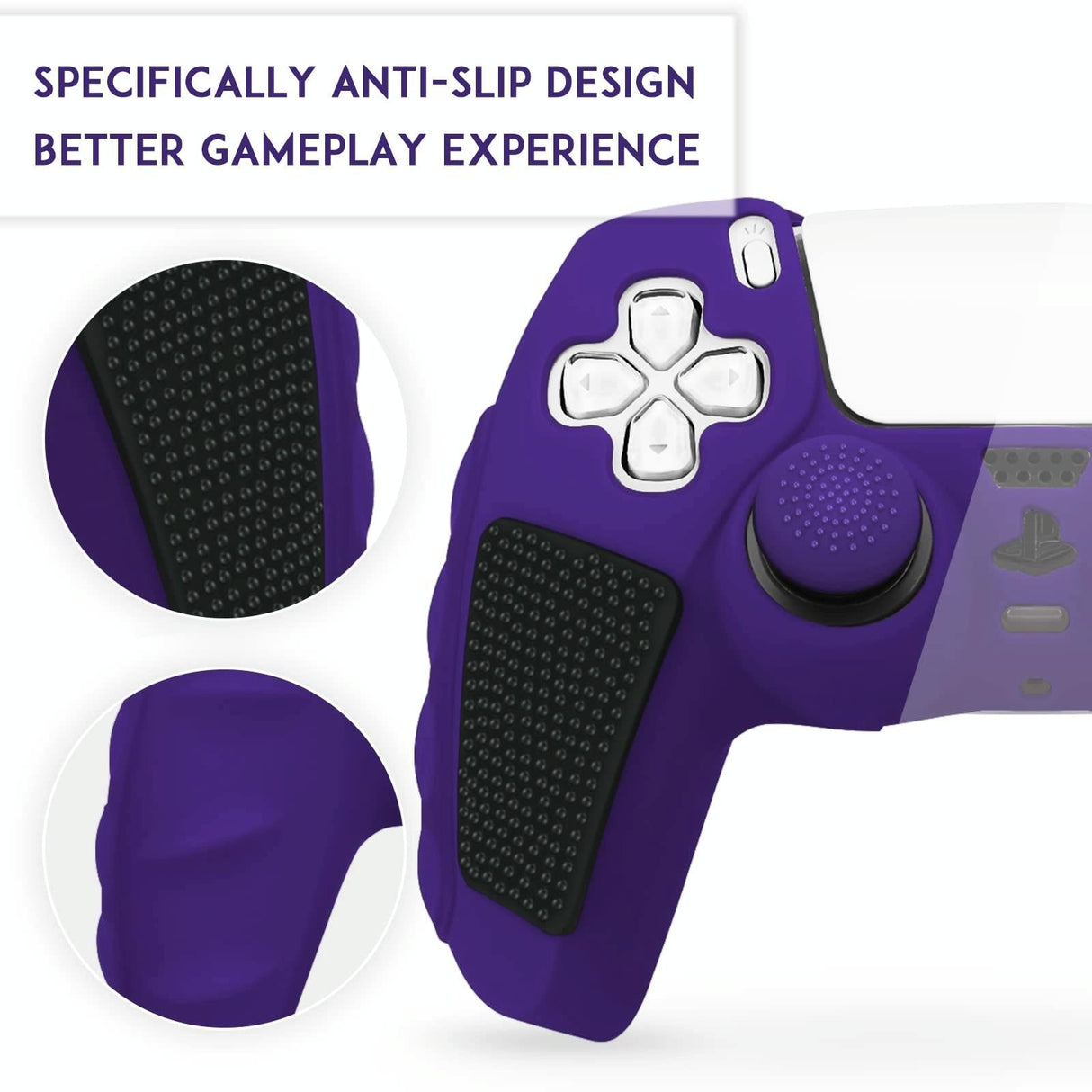 Silicone Gamepad Cover for Sony Ps5 - no Rocker Caps - Purple Black