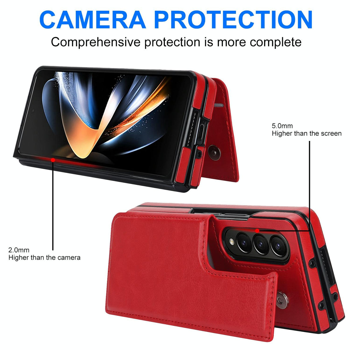 For Samsung Galaxy Z Fold4 5G Full Coverage Double Buckle Phone Case - Red