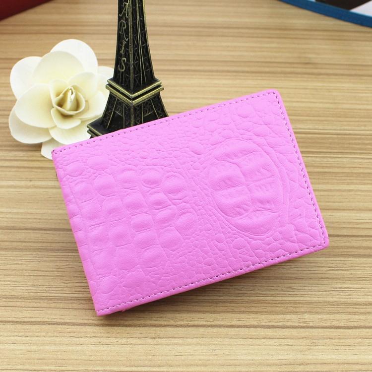 Universal Crocodile Pattern Driver License Cover With Card Slot - Pink