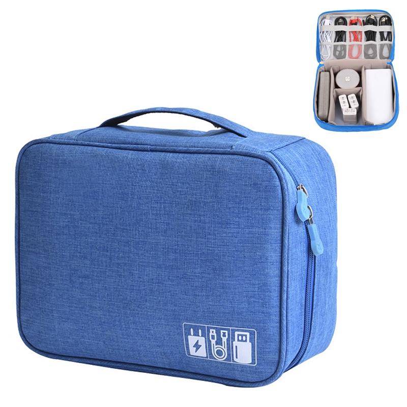 Versatile Cationic Digital Storage Bag for Data Cables - Navy