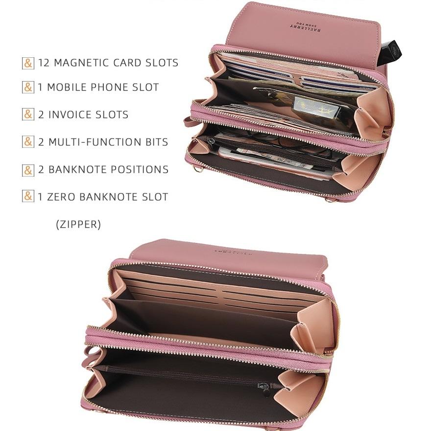 Large Capacity Shoulder Bag With Double Zipper - Light Pink