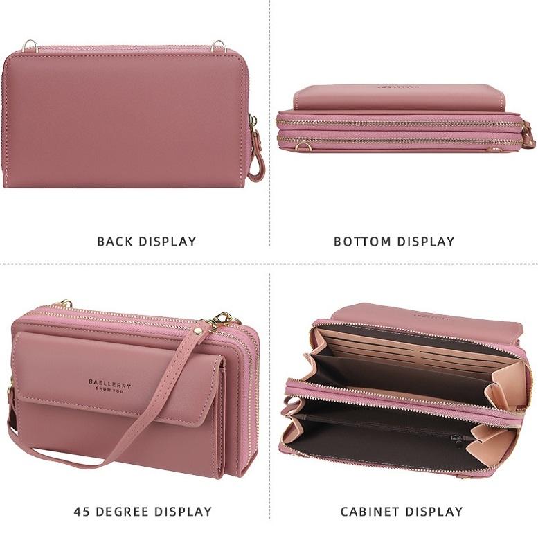 Large Capacity Shoulder Bag With Double Zipper - Light Pink