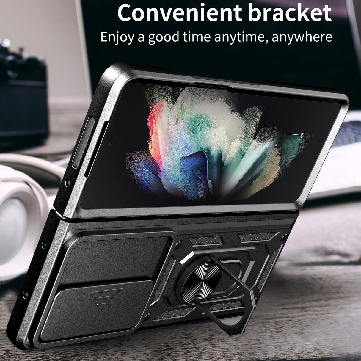 For Samsung Galaxy Z Fold4 5G Tpu Pc Case With Sliding Camera Cover - Red