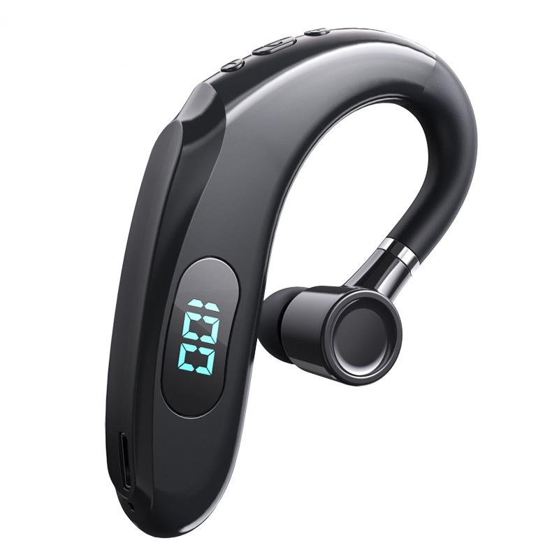 Wireless Bluetooth Earhook Earphones with Digital Display - Business Sports - Blue