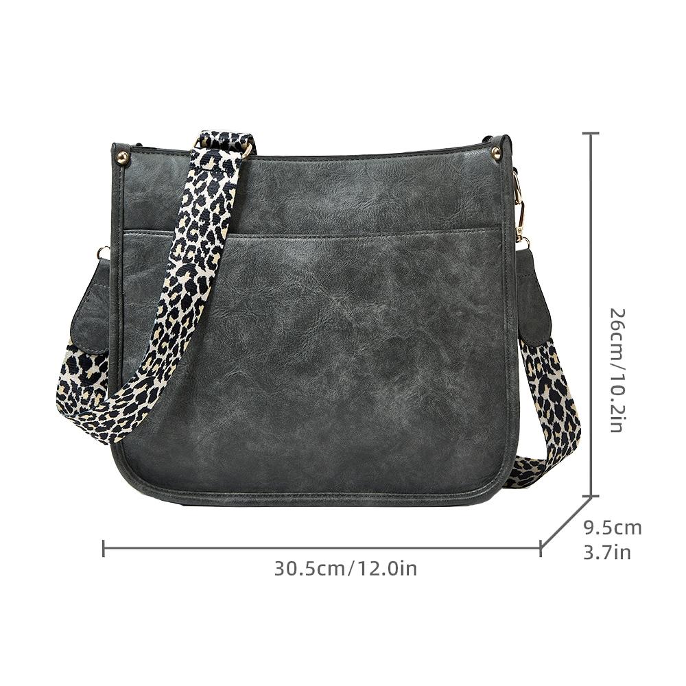 Leopard Print Waterproof Crossbody Tote Bag - Khaki