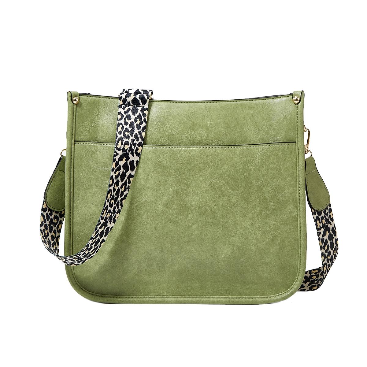 Leopard Print Waterproof Crossbody Tote Bag - Khaki