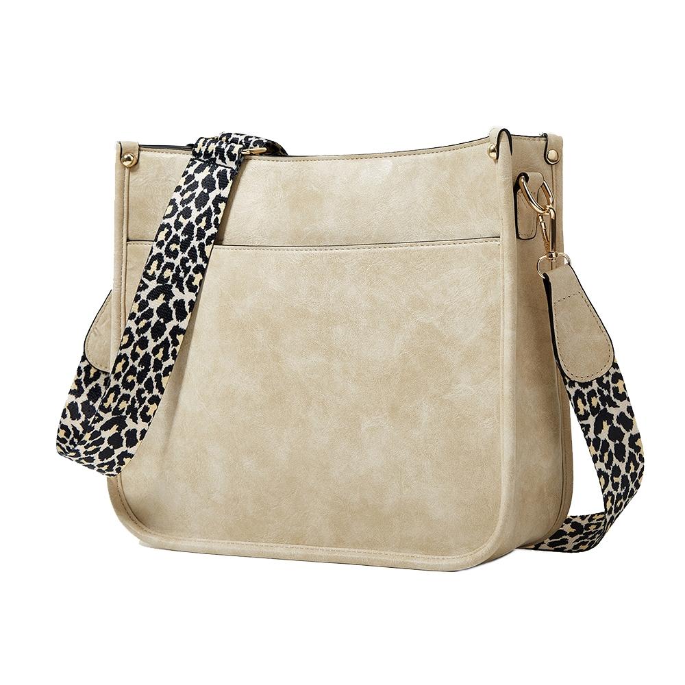 Leopard Print Waterproof Crossbody Tote Bag - Khaki