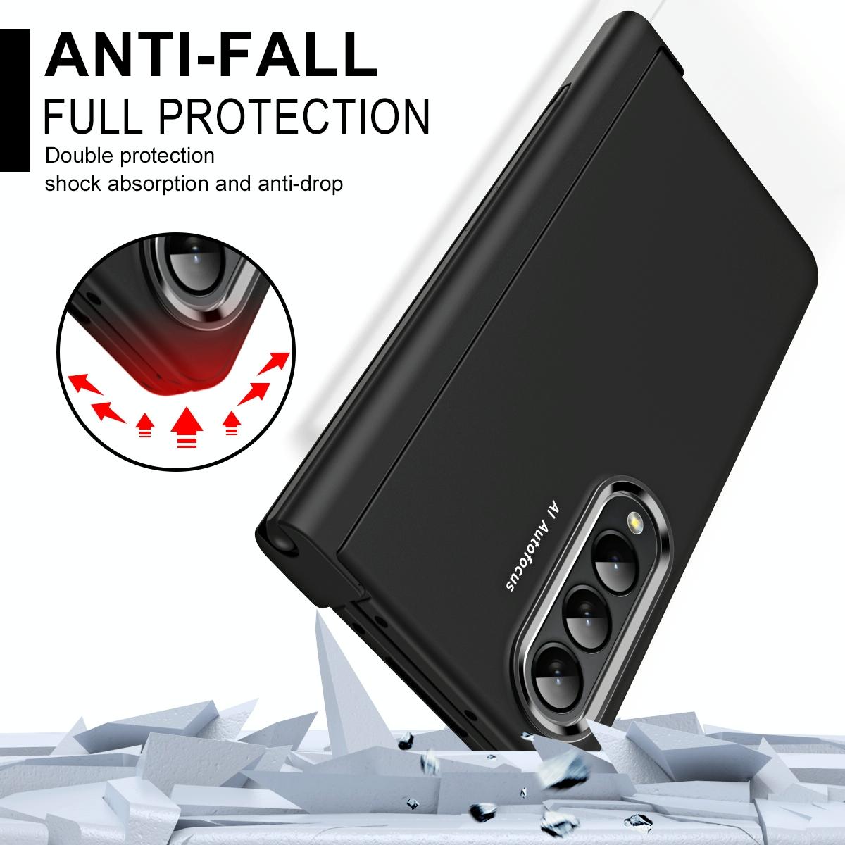 For Samsung Galaxy Z Fold4 5G Samsung Fold 4 Hinge Flip Case - Two Tone Contact Lens - Transparent