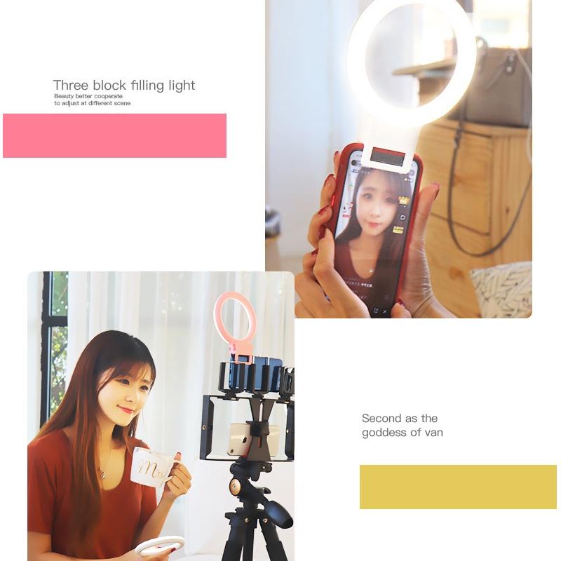 Xj18 Live Self-timer Led Fill Light - Perfect for Live Streaming - Pink