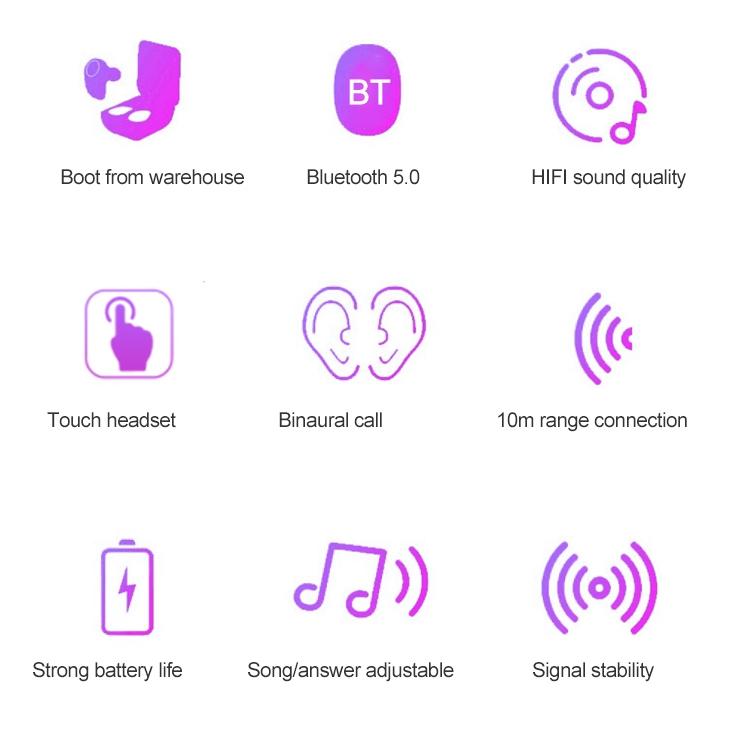 Wireless Touch Bluetooth Headset with Smart Magnetic Charging - Dt-13 - Pink