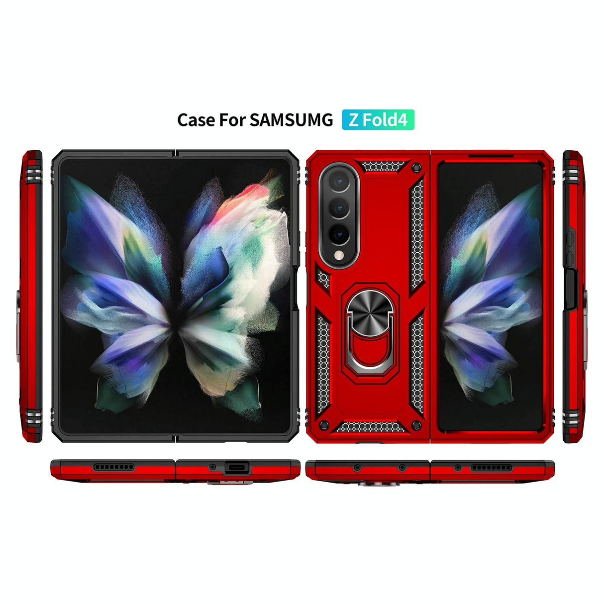 For Samsung Galaxy z Fold4 5G Tpu & Pc Shockproof Phone Case - Red