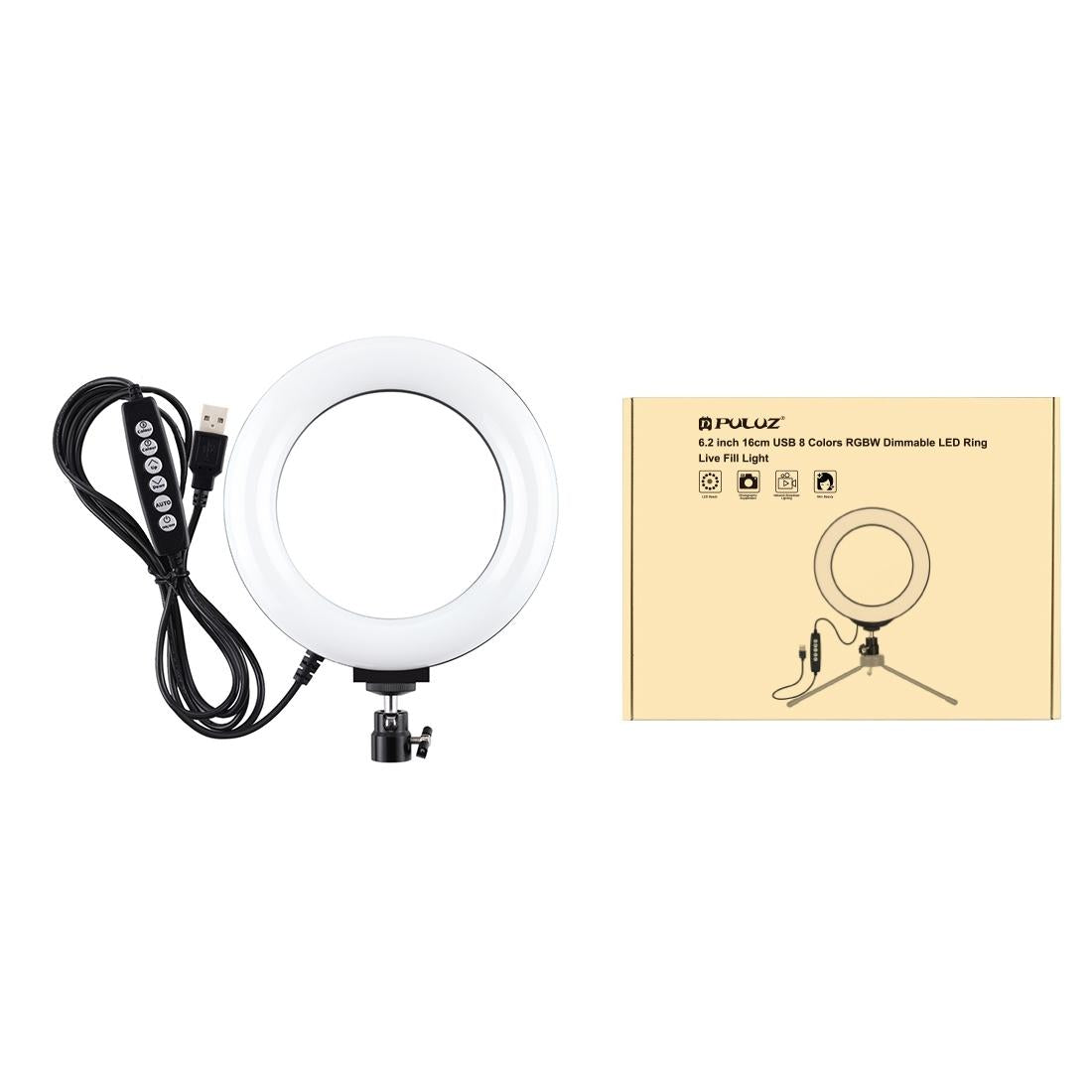 10 Mode Usb Led Ring Light with Tripod and Ball Head - 6.2 Inch Diameter - Pink
