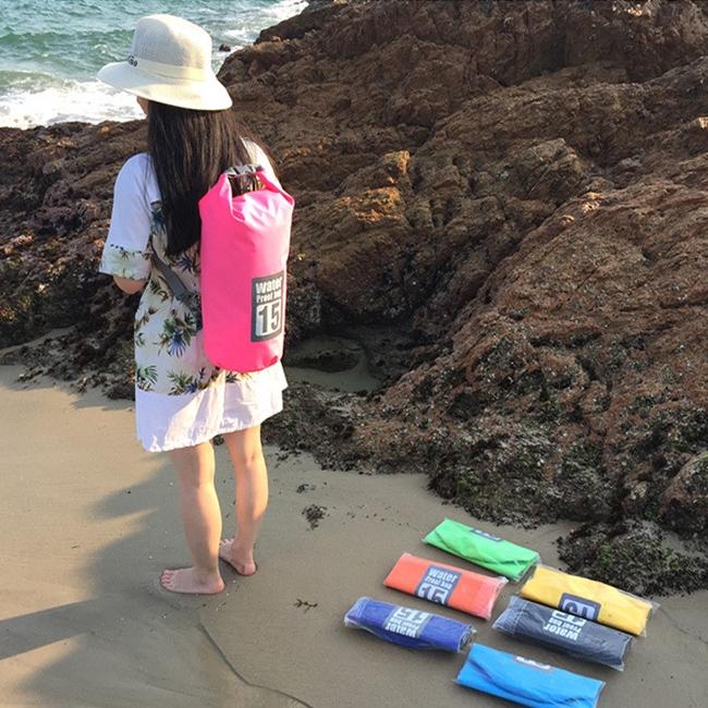 Waterproof Dual Shoulder Strap Dry Bag 50L Capacity - Pink