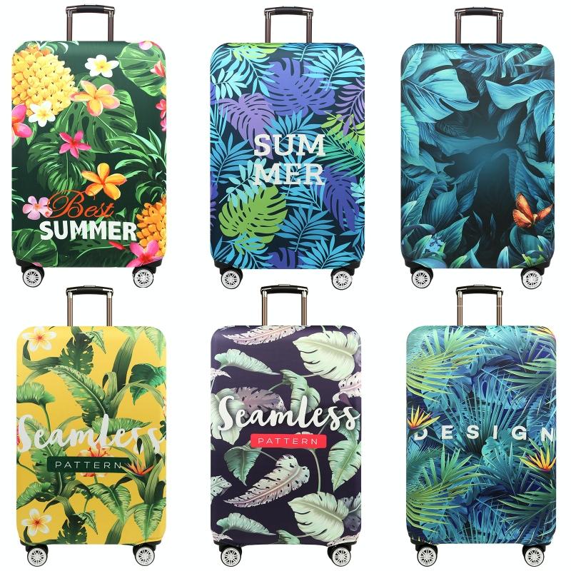 Stretchy Luggage Dust Cover - Durable & Protective - Size l - Sword Leaf Forest - Xl