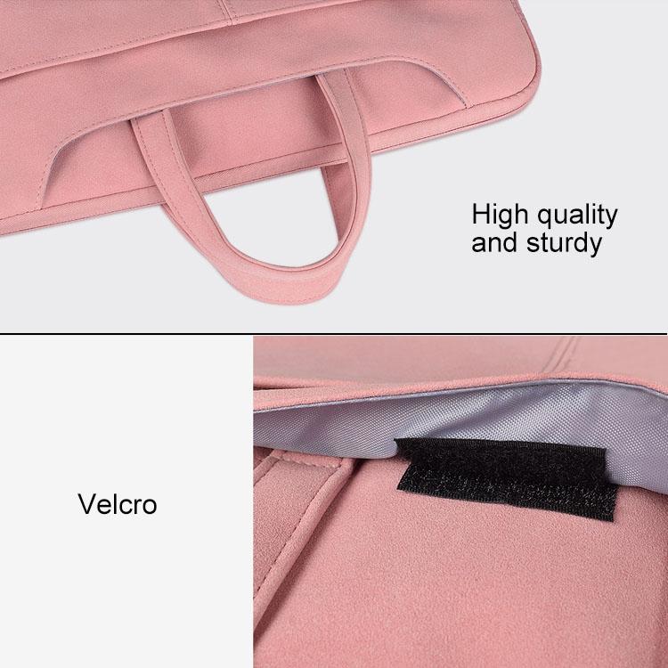 Waterproof Portable One-shoulder Handbag for 14.1 Laptops with Magic Stick & Suitcase Belt - Pu Leather Zipper Hidden Strap - Pink