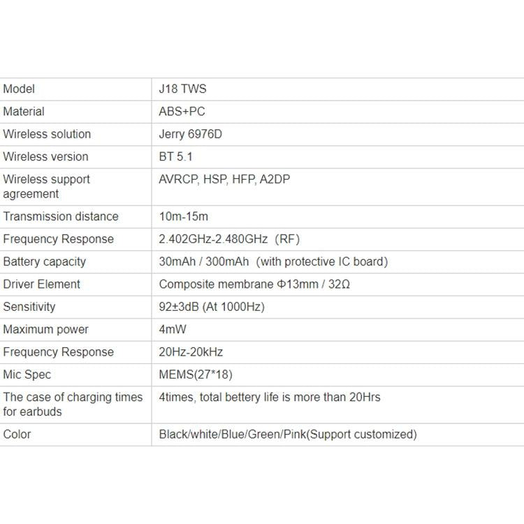 Wireless t & g J18 Bluetooth Earphones with Charging Box - Green