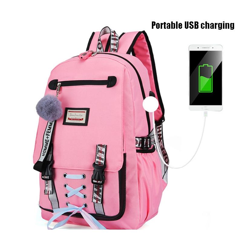 Anti-theft Usb Backpack for Sports and Leisure - Pink