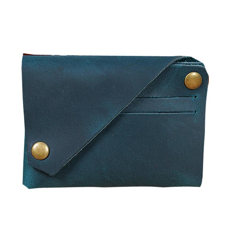 Leather Card Holder For Bank Cards Black - Blue