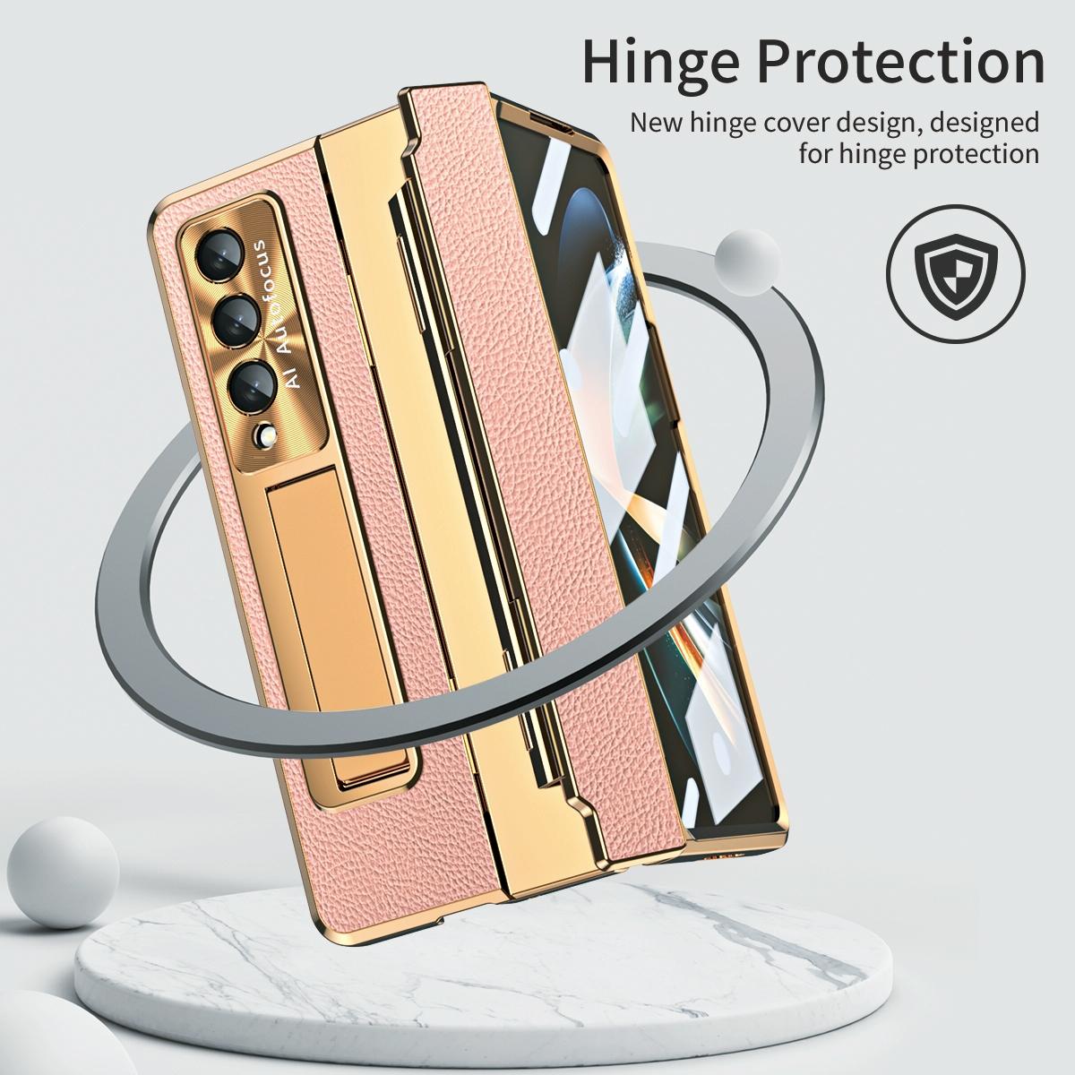 For Samsung Galaxy z Fold4 5G Full Coverage Phone Case with Hinge - Integrated Design - Gold + Black