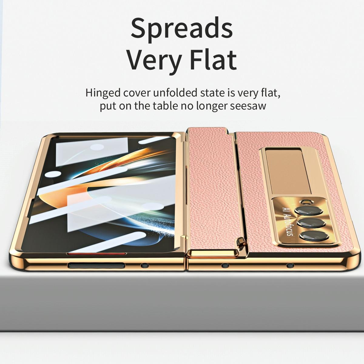 For Samsung Galaxy z Fold4 5G Full Coverage Phone Case with Hinge - Integrated Design - Gold + Black