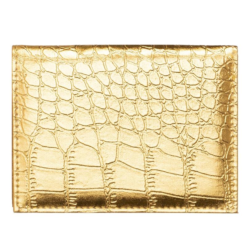 Pu Crocodile Pattern Card Holder Fits Cdc Documents - Gold