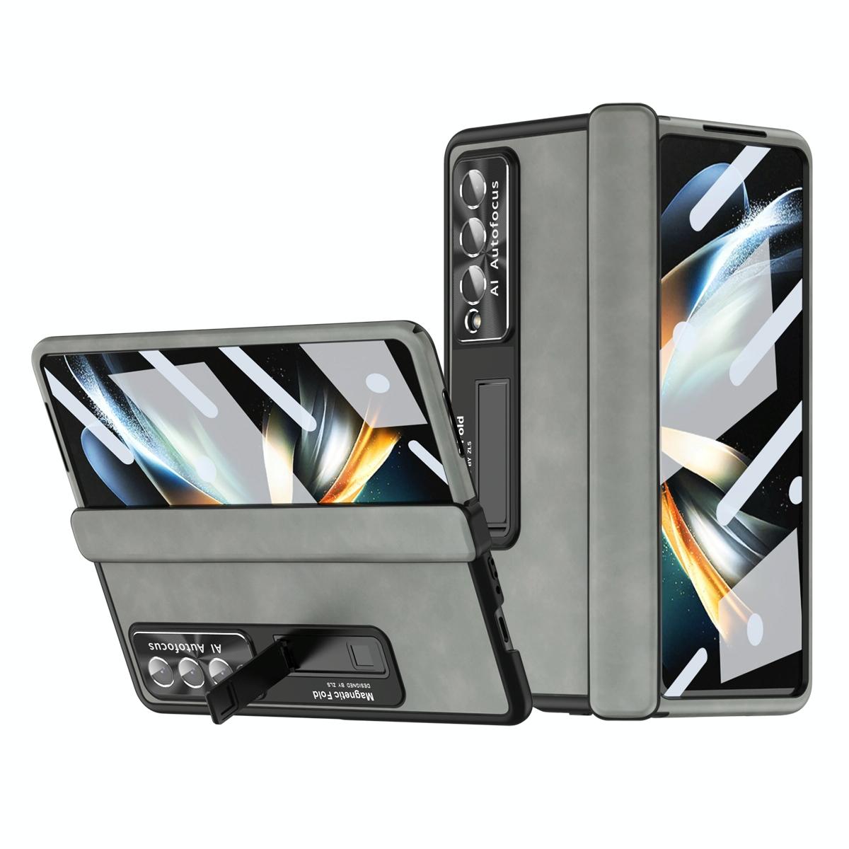 For Samsung Galaxy Z Fold4 5G Magnetic Phone Case - Napa Pattern - Green